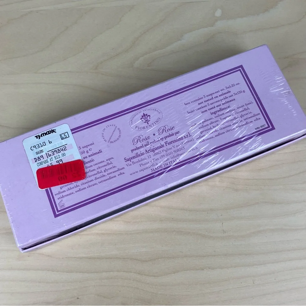 Vintage Saponificio Artigianale Fiorentino Rose Scented Soaps 3 Piece Italy NEW!